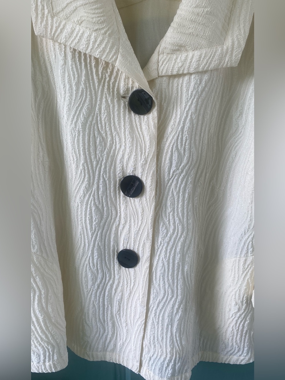 Multiples cream ruffled collar formal jacket big buttons 3/4 sleeve XL - Picture 10 of 16